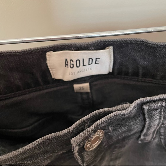 Pinch Waist High Rise Kick Flare in Panoramic AGOLDE 25 black - Picture 6 of 13